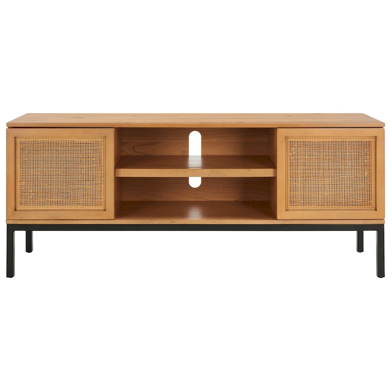 SAFAVIEH Cristen 1 Shelf Rattan Media Stand - 54 W x 15 D x 22 H - 54Wx15Dx22H