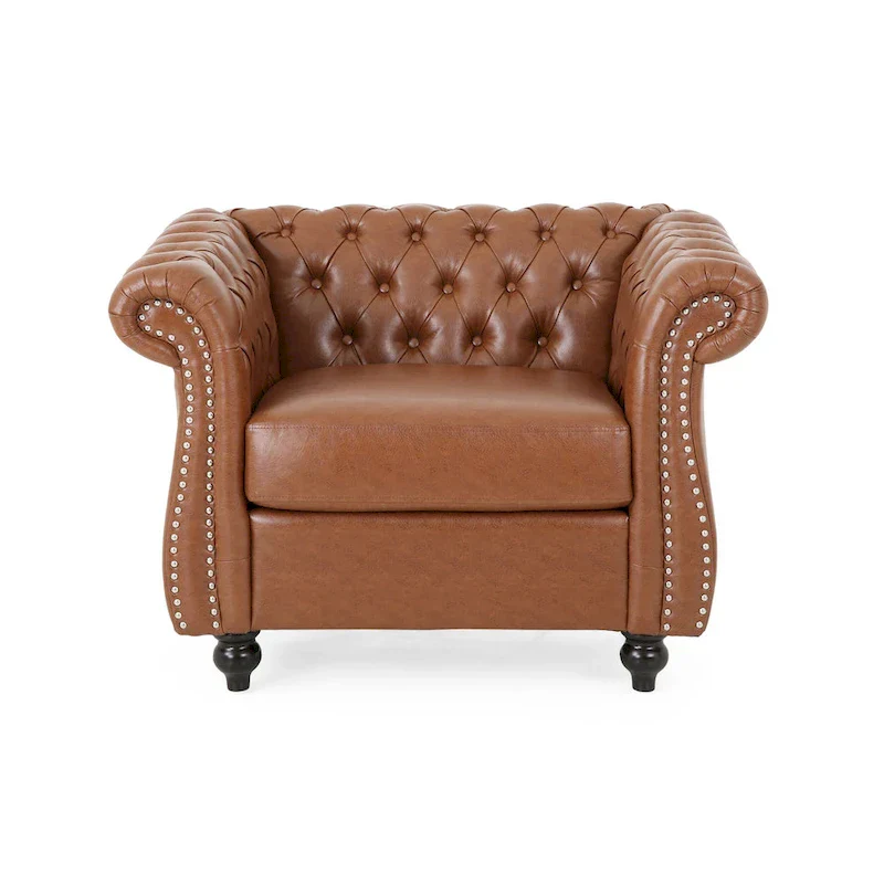 PU Tufted Accent Chair with Chesterfield Design