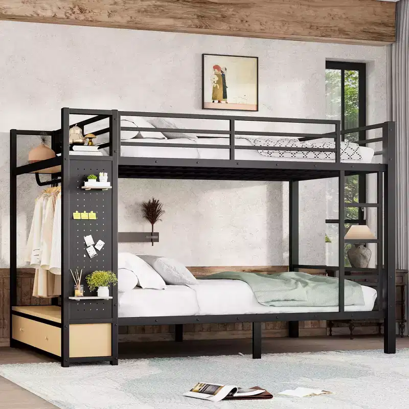 Black Metal Bunk Bed, Sleeps 2