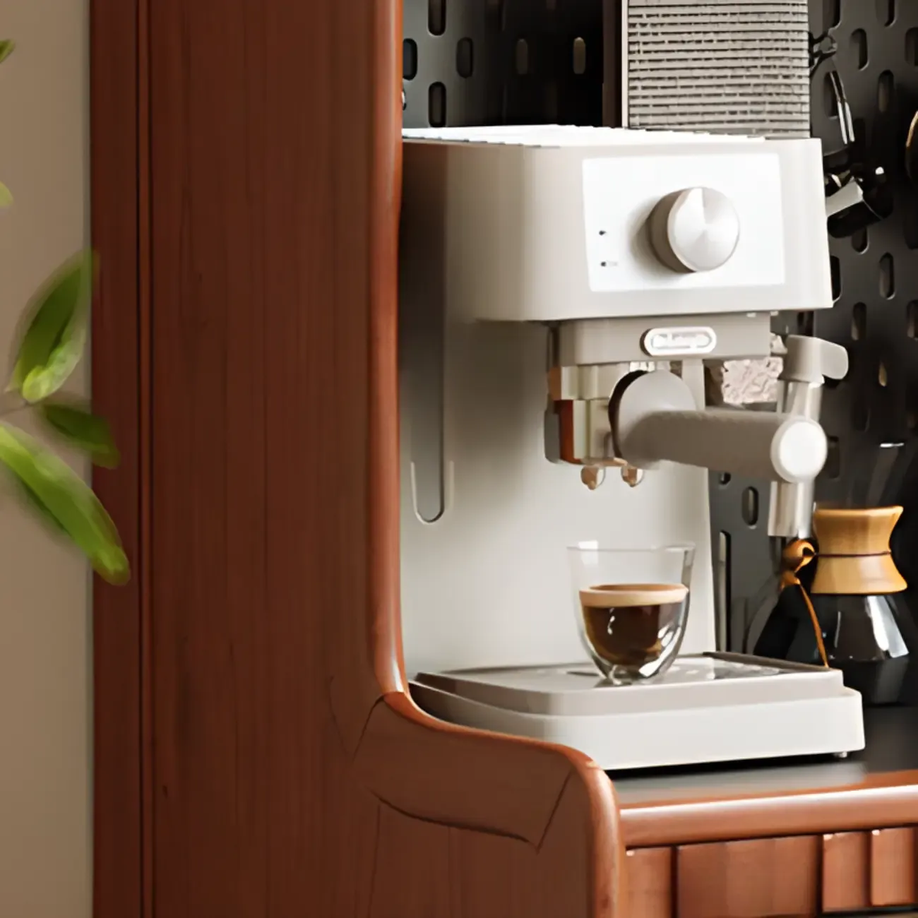 Narrow Brown Marble Countertop Wooden Display Buffet