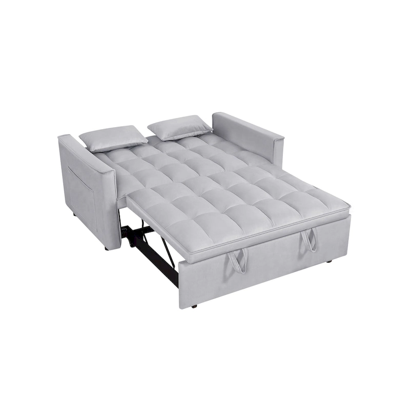 Modern Convertible Futon Sofa Bed,Adjustable Backrest,Armrest Holders