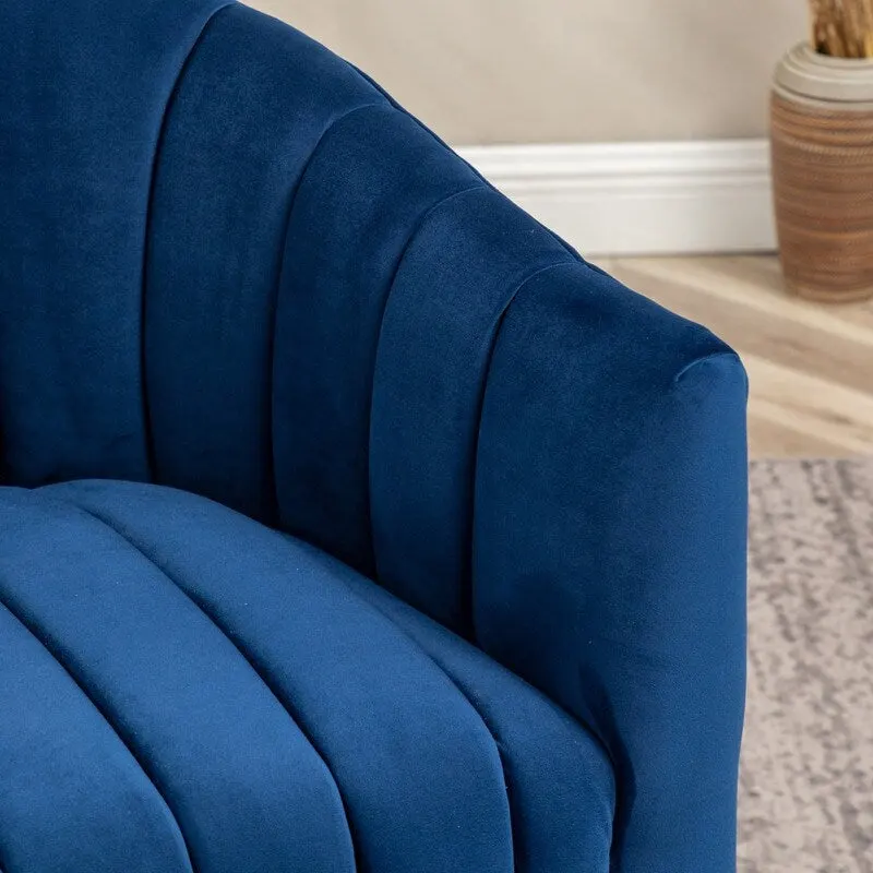 SEYNAR Modern Glam Velvet Upholstered Round 360 Degree Swivel Accent Barrel Chair Set of 2