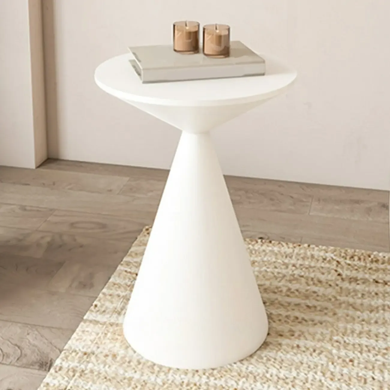 Modern Wood Coffee Table White Marble Base