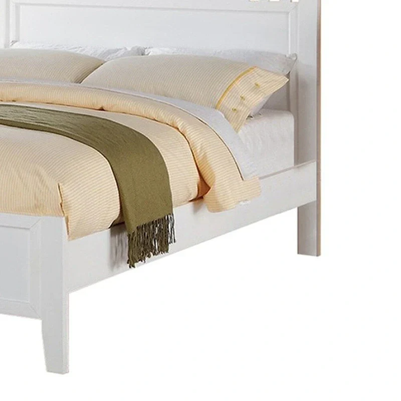 Full Bed Frame with Wooden Finish - White