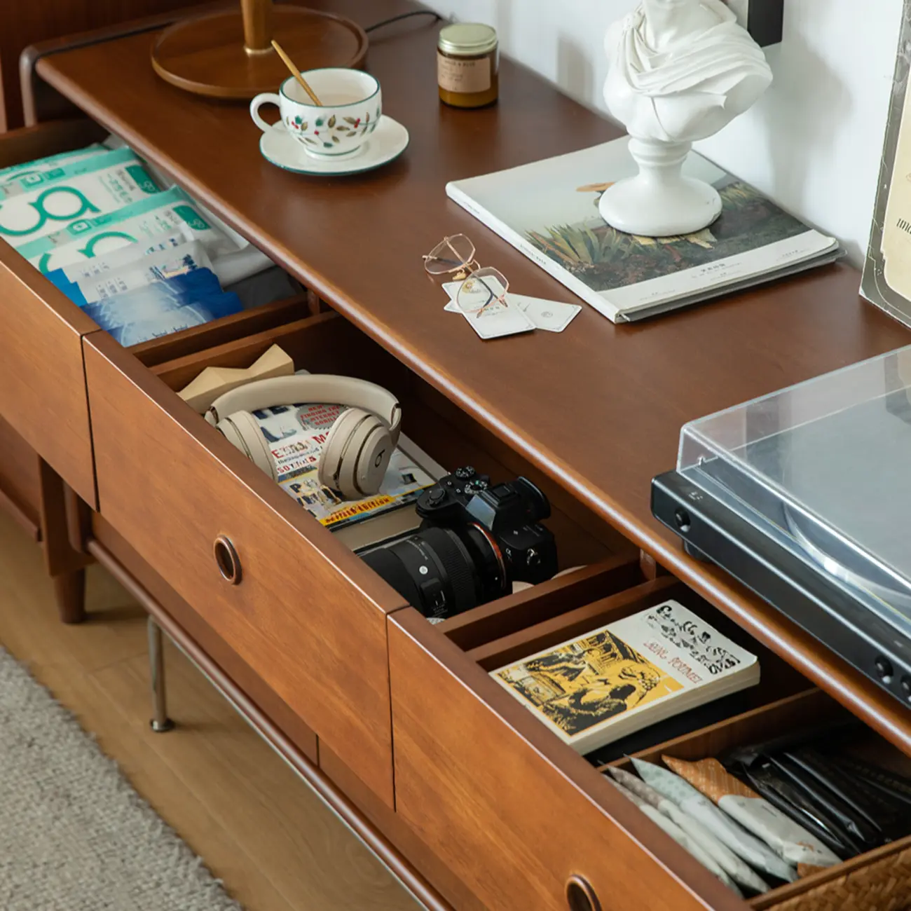Trendy Lumber Cocoa Chest with 9 Drawers and Metal Base