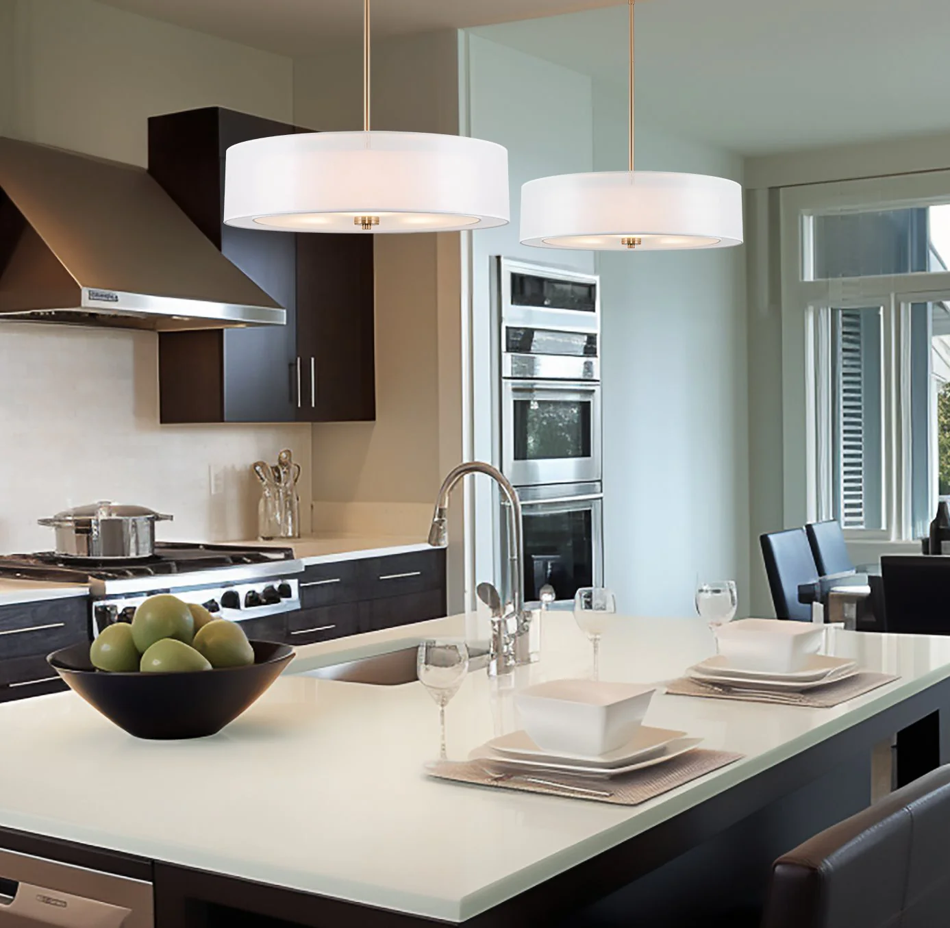 Lindos 20 Modern 3-Light Double Drum Chandelier