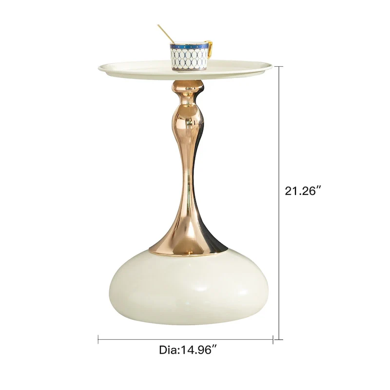 14.96 Gold Finish Carbon Steel Side Table, Modern Design