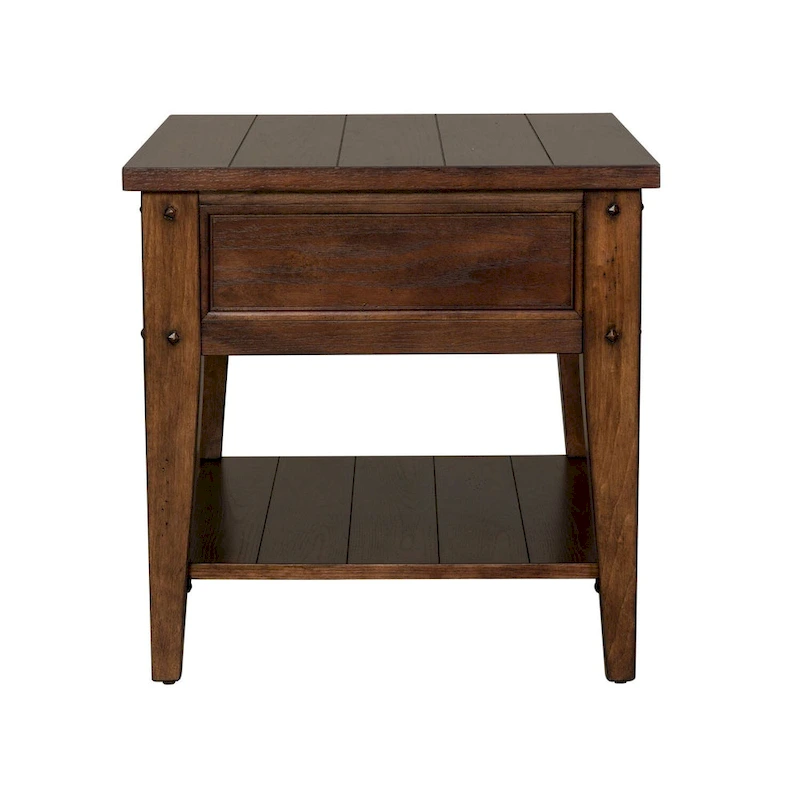 Liberty Furniture Lake House Accent End Table Rustic Brown Oak