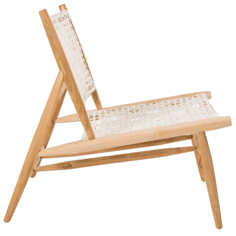 SAFAVIEH Queenie Bandelier Open Leather Weave Squared Accent Chair - 26 W x 32 D x 31 H - 26Wx31Dx31H