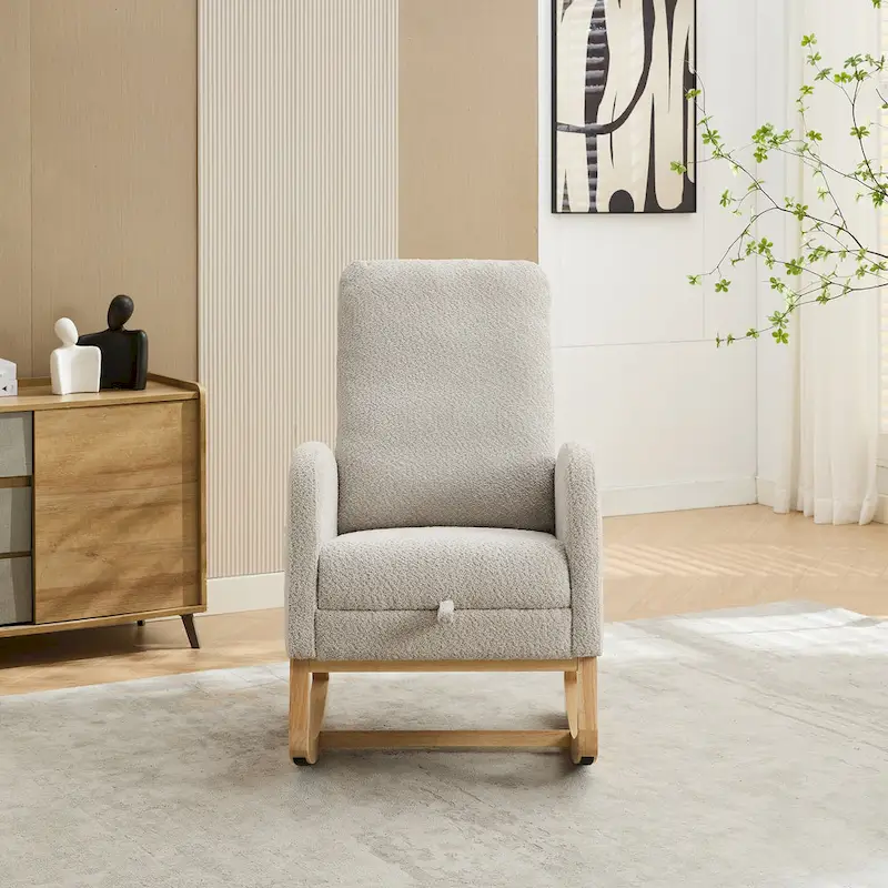 Living Room Rocking Accent Chair with Retractable Footrest