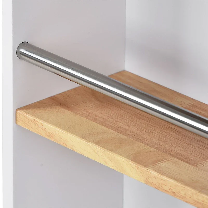 Kitchen Island on Wheels with Open Compartments and 2 Drawers