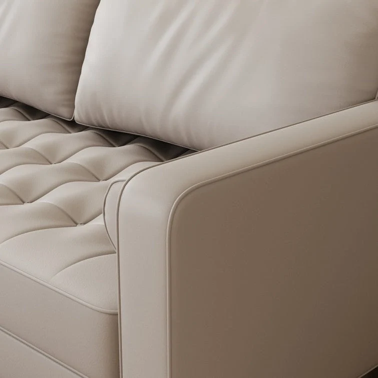 70-Inch Faux Leather Tufted Sofa