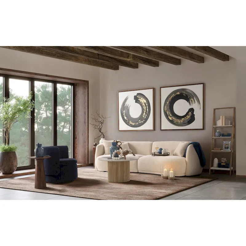 Neutral Modern 4 Seat Rectangle Curved Sofa - 117 x 49 x 31