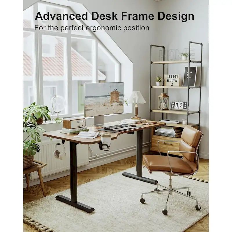 FEZIBO Height Adjustable Electric Standing Desk, Stand up Table, Sit Stand Home Office Desk with Splice Board