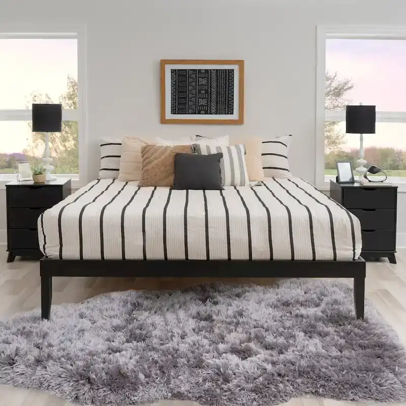 Purcell Bedroom 3-Piece Set with 3-Drawer Nightstands (Set of 2)