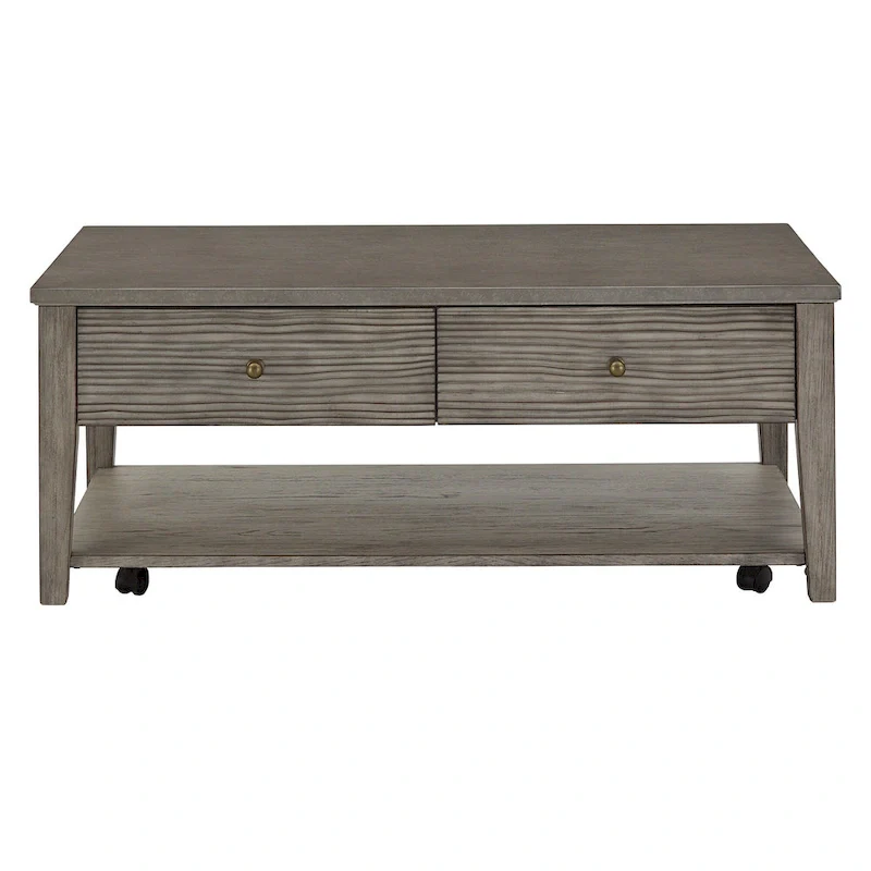 Coober Antique Grey Finish Grey Fiber Cement Table with Shelf by iNSPIRE Q Modern