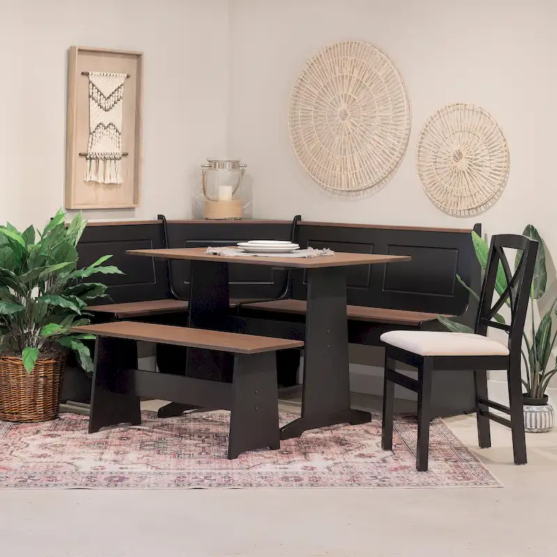 Middlecreek Wood Farmhouse Breakfast Nook Dining Set