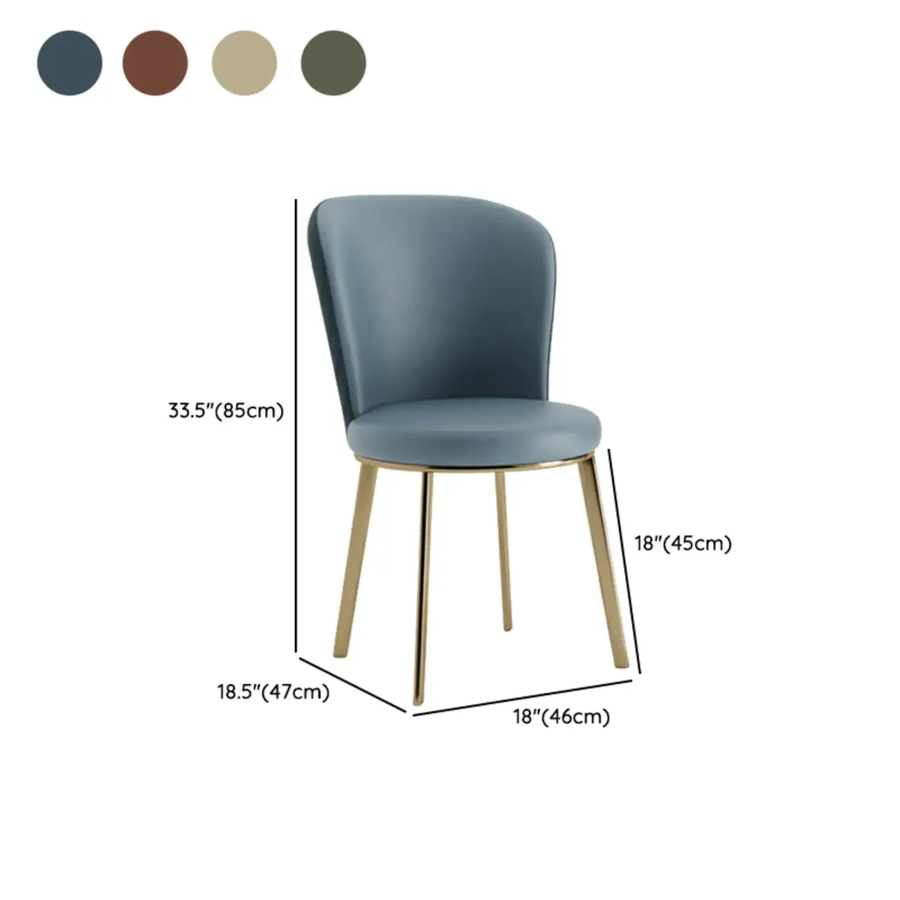 Sleek Gold Legs Faux Leather Upholstered Dining Chair