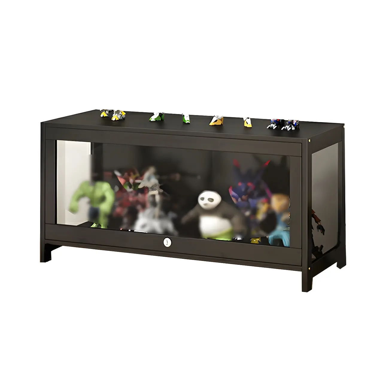 Living Room Modern Black Glass Figurine Display Cabinet