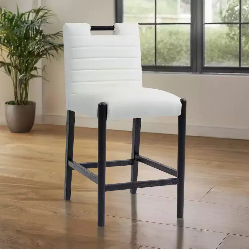 Meridian Furniture,Aimee Cream Vegan Leather Counter Stool