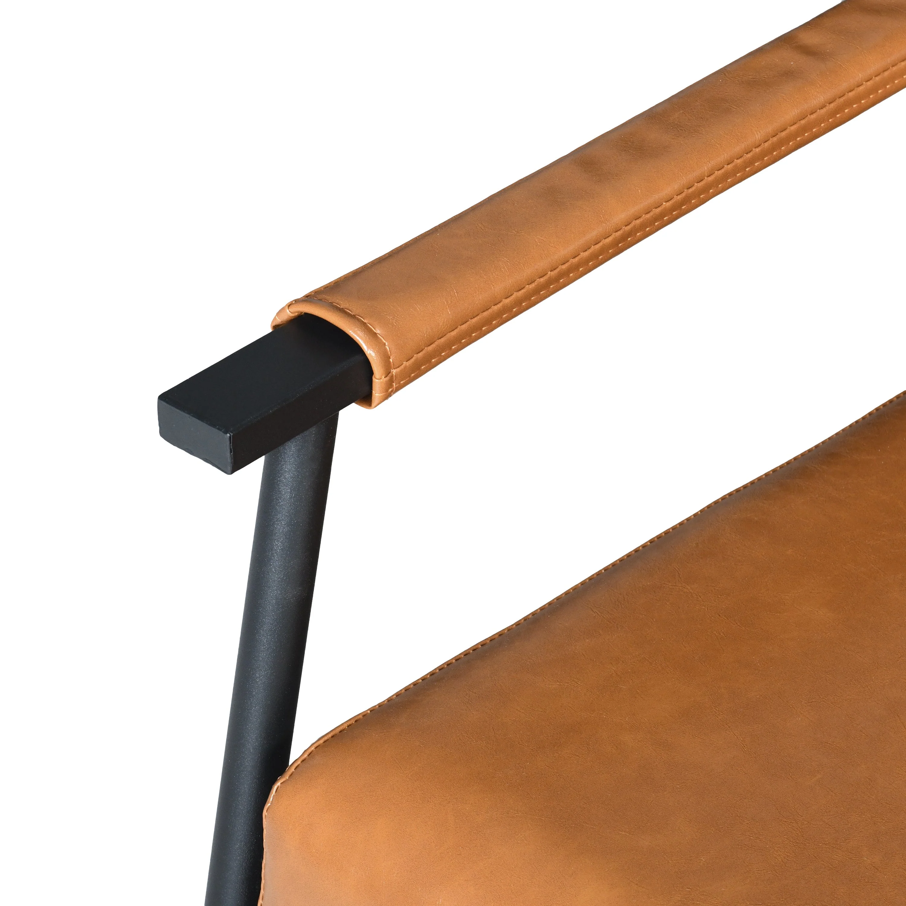 Mid-Century Modern Faux Leather Accent Chair, Brown