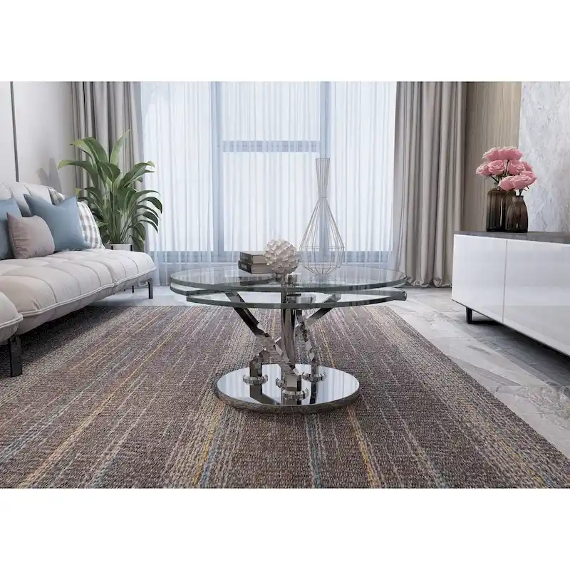 Somette Cocktail Table with 32 Round Glass Top - Cocktail Table