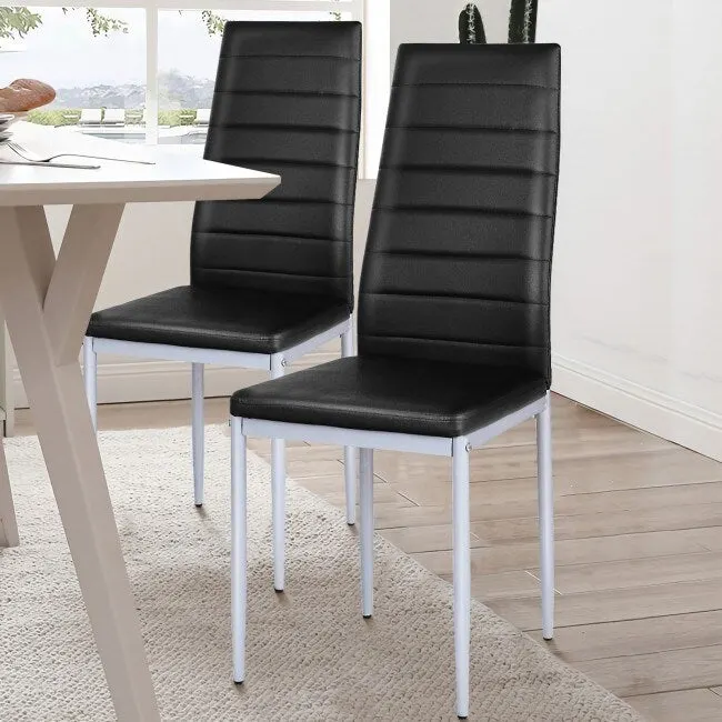 4 Pieces PVC Elegant Design Leather Dining Chairs with Solid Metal Legs - 16.0 x 20.0 x 38.5 (W x D x H)