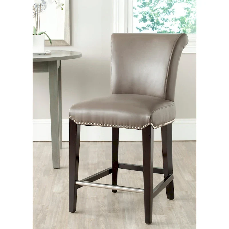 Black Faux Leather 23-inch Counter Stool - 18.7 W x 23 D x 36.4 H - 19Wx23Dx36H