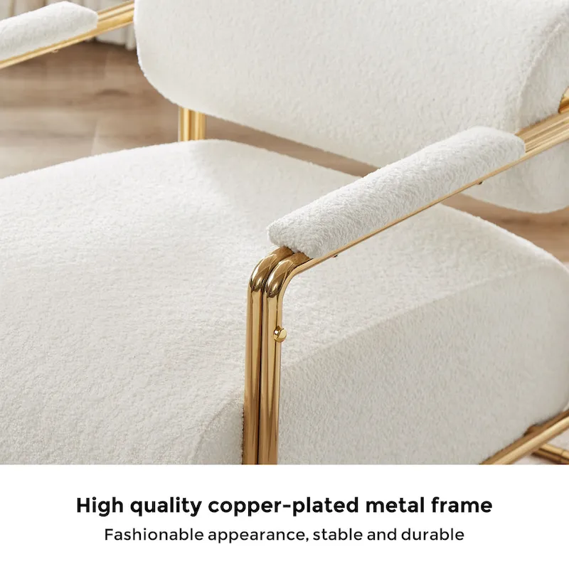 VANOMi 31 Wide Futuristic Velvet Armchair With Glossy Gold Frame Cylindrical Backrest