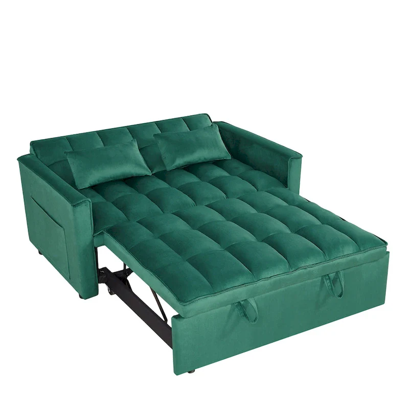 Modern Convertible Futon Sofa Bed,Adjustable Backrest,Armrest Holders