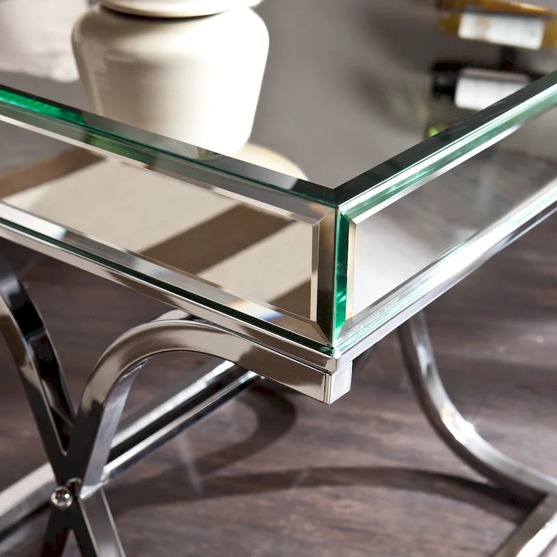 SEI Furniture Olivia Chrome Mirrored Side Table