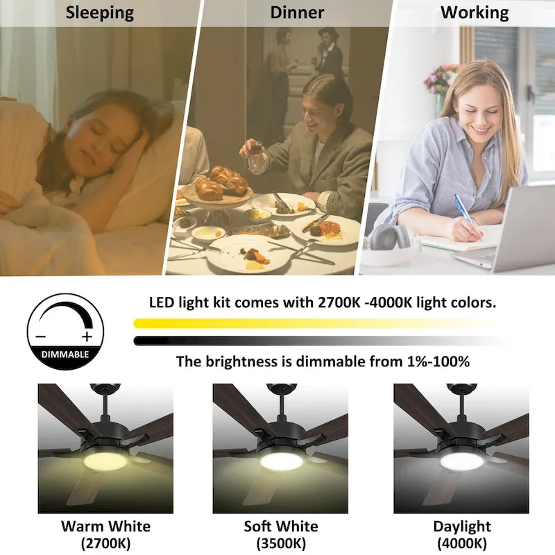 CARRO Elliott 52  5-Blade Smart Ceiling Fan with LED Light and Remote Control-Walnut Fan Blade