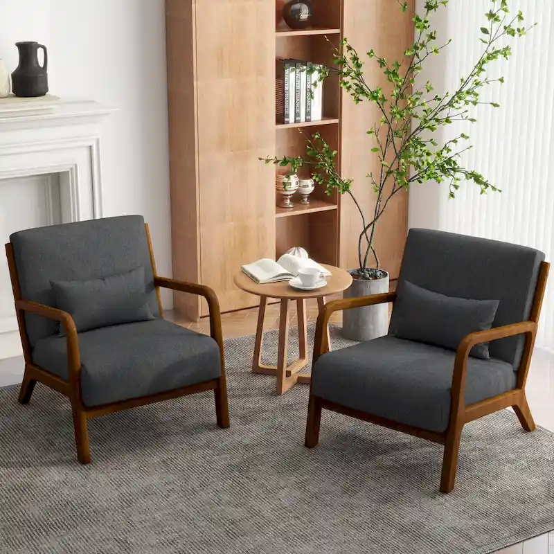 Upholstered Armchair Accent Chairs with Pillows Set of 2