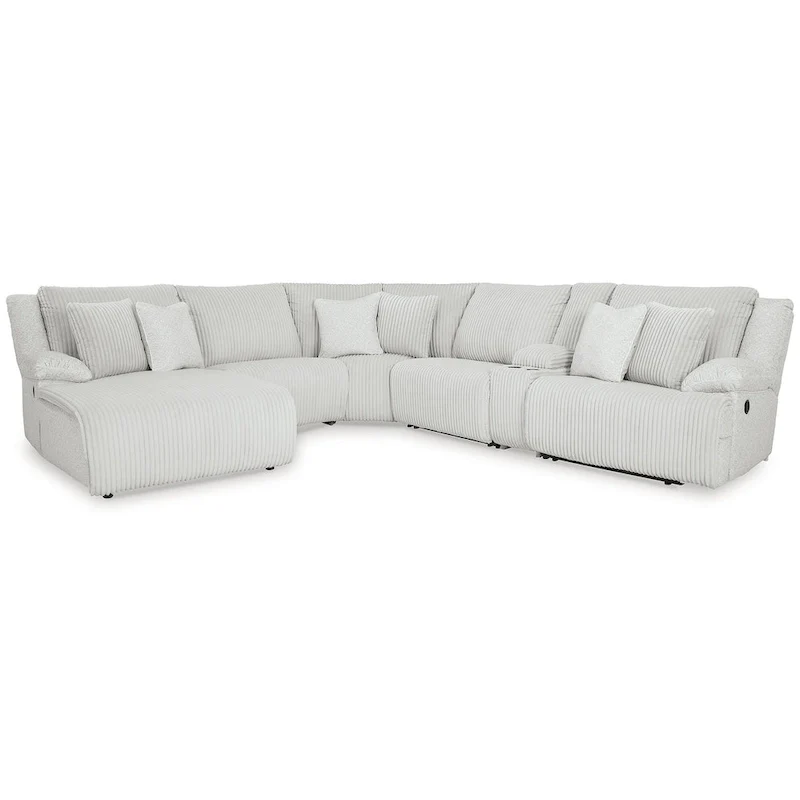 Signature Design by Ashley Top Tier Light Gray 6-Piece Reclining Sectional with Chaise - 149.5W x 132.5D x 40H