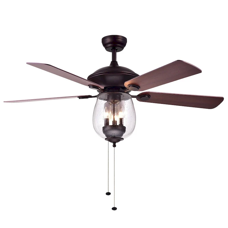 Warehouse of Tiffany Tibwald Wood Glass 52-inch 5-blade Lighted Ceiling Fan (Optional Remote) - N/A