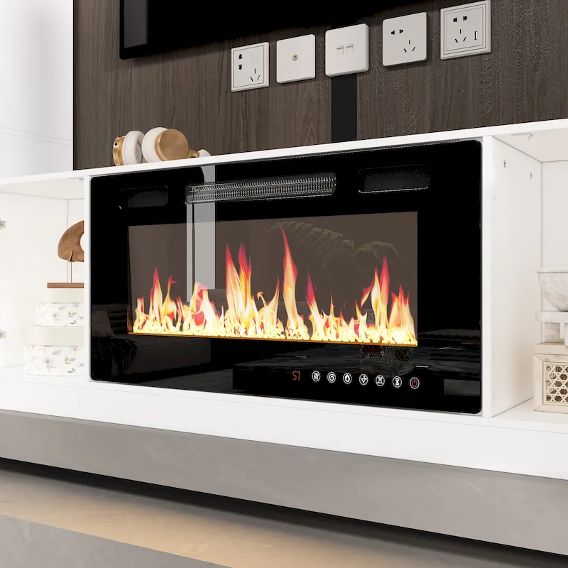 Entertainment Hub w/Fireplace Insert Compatibility Sleek Media Center