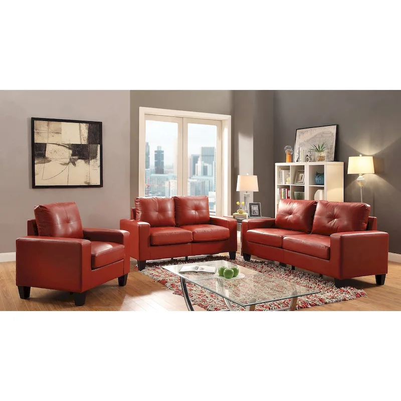Newbury 58 in. W Flared Arm Faux Leather Straight Sofa - 32 L x 58 W x 36 H