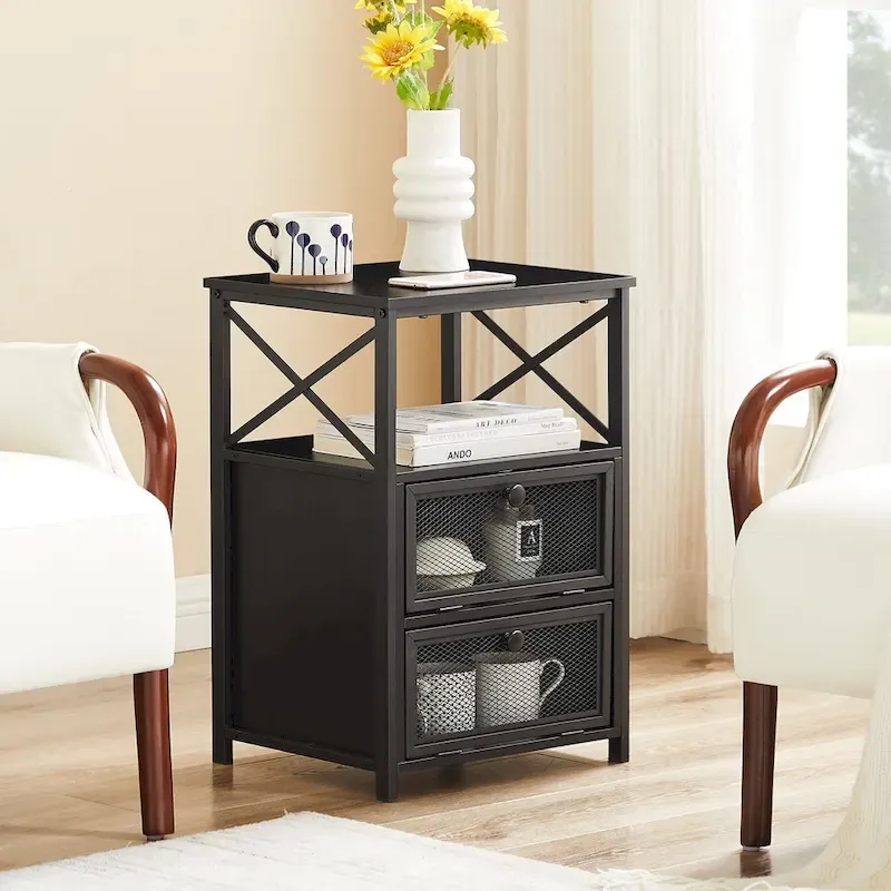 4-Pieces Bedroom Set with Drawer and Nightstands Set of 2, 5-Drawer Dresser, Brown/Grey Set