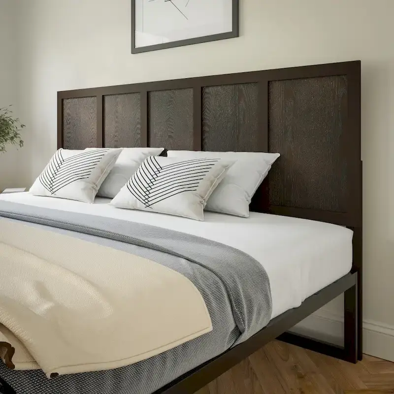 Contemporary Paneled Wooden Headboard Only