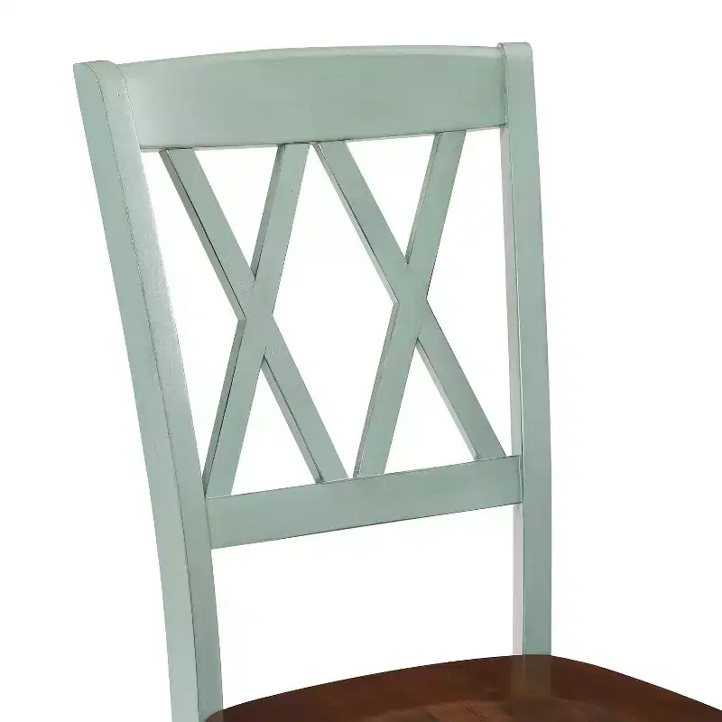 Crosley Shelby 2pc Dining Chair Set Distressed Teal: Rubberwood Frame, Armless Design, 250lb Capacity
