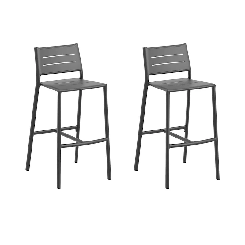 Eiland All Aluminum Bar Stool - Carbon Powder - Coated Aluminum Frame - 22.5 L X 20 W X 40.75 H - 22.5 L X 20 W X 40.75 H