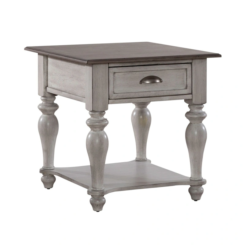 Ocean Isle Antique White & Weathered Pine 3-Piece Cocktail Table Set