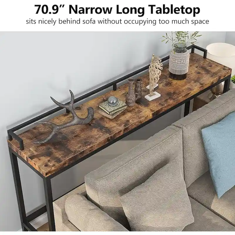 70.9 Extra Long Sofa Console Table, Behind The Couch Table Narrow Entryway Table