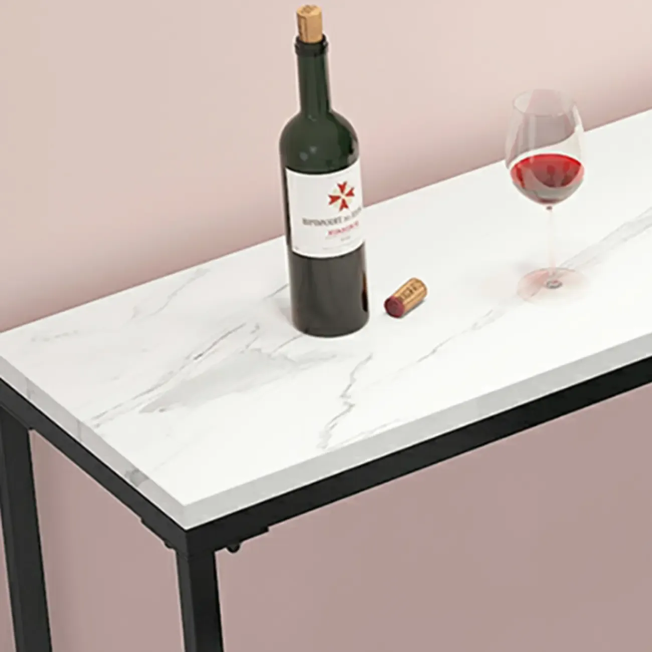 Glam White Marble Gold Iron Trestle Footrest Bar Tables