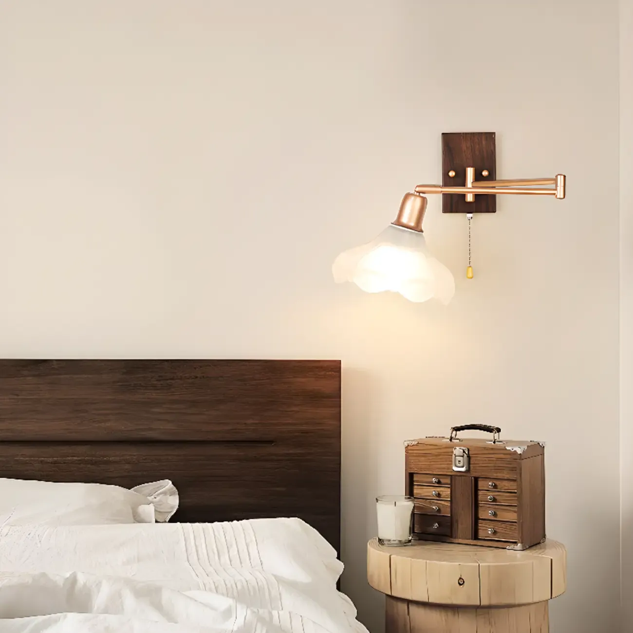 Elegant Swing Arm Wall Mount Light with Pull Chain Switch