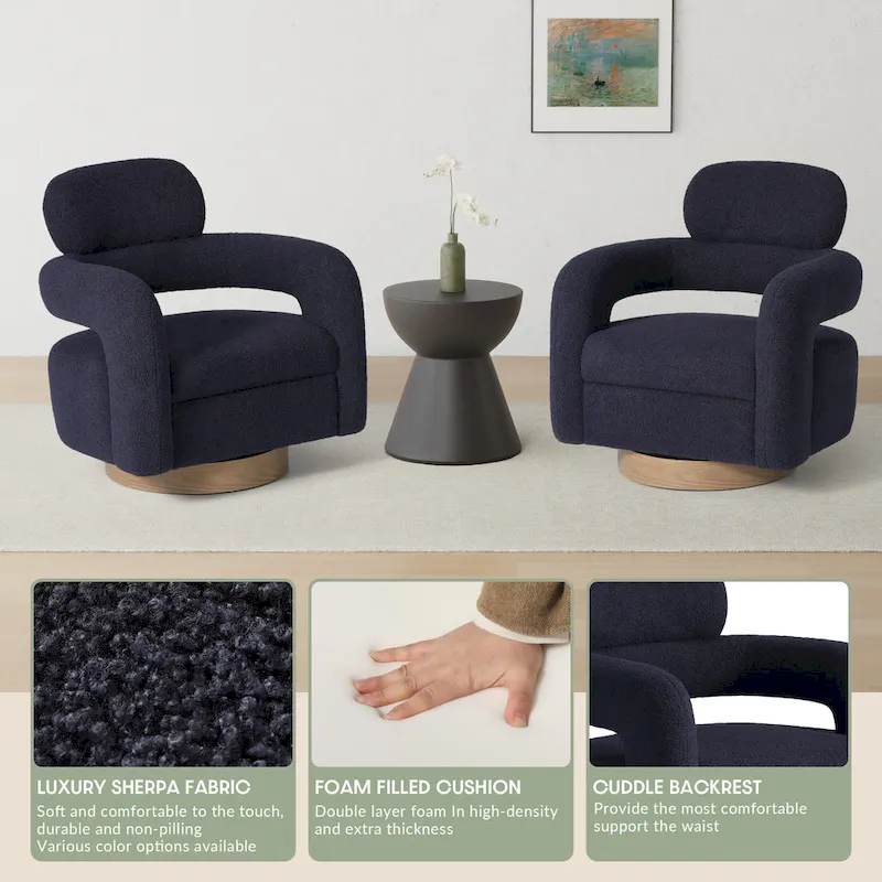 Bayville 29 Wide Sherpa Swivel Chair (Set of 2)