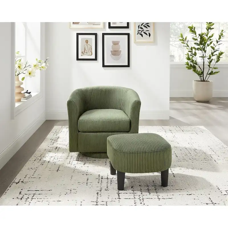 360° Swivel Accent Chair with Ottoman