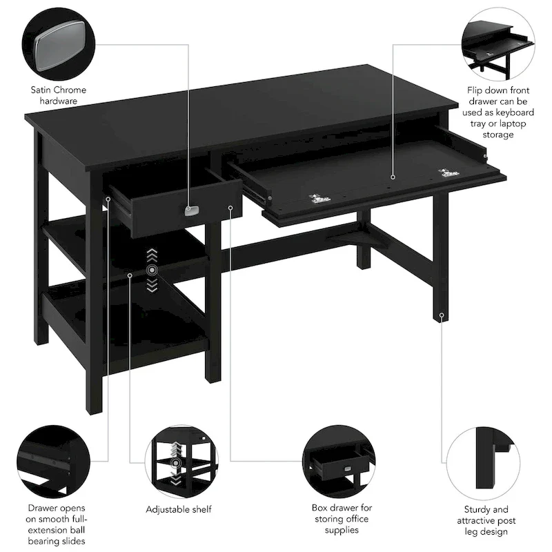 Broadview 54W Computer Desk with Shelves by Bush Furniture