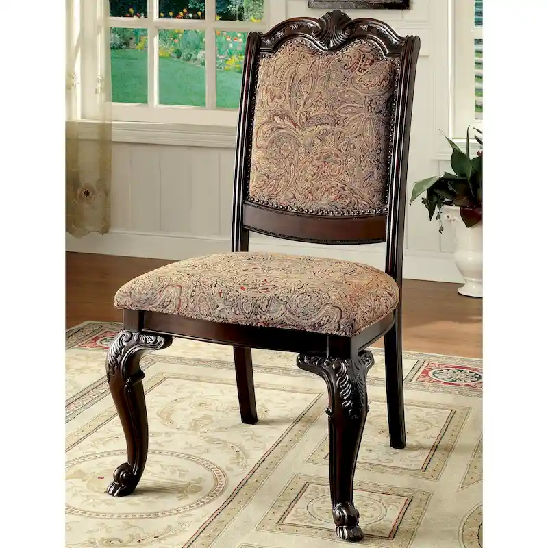 Furniture of America Kova Traditional Cherry Fabric Formal Dining Chairs (Set of 2)