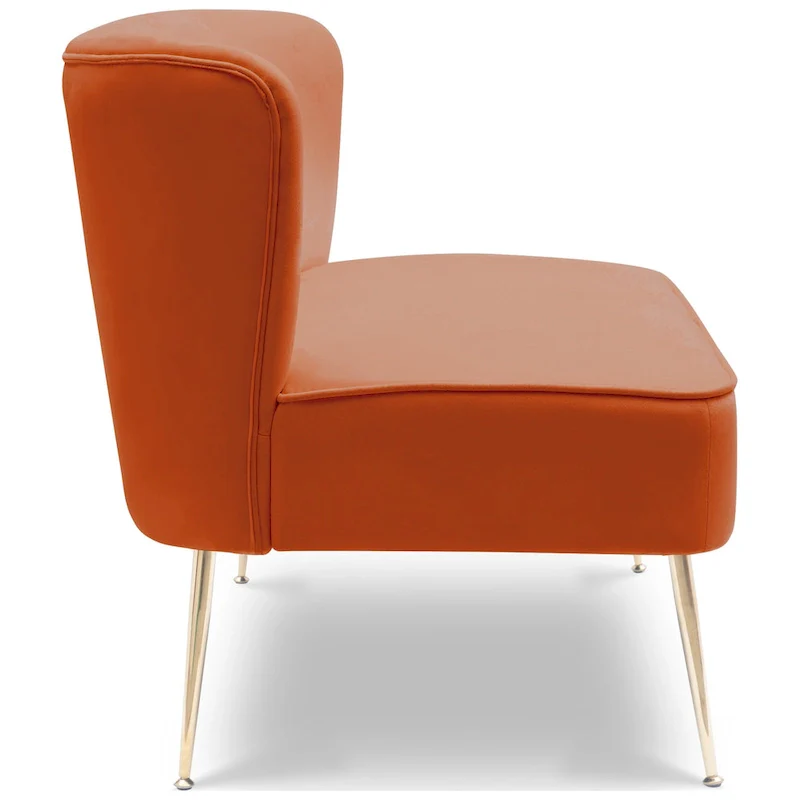 Upholstered Velvet Polyester 46 Wide Loveseat - Armless/ Scalloped Back